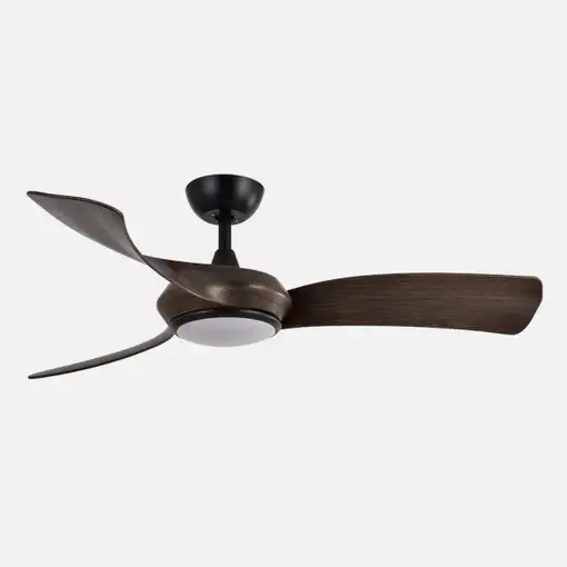 Ventilador DC Cerdeña negro/roble 132cm, LED, 3 aspas, 6 velocidades