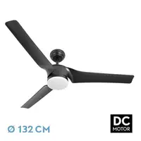 Ventilador DC Montijo negro 132 cm, LED regulable, 3 aspas