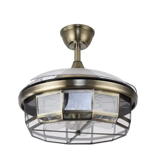 Ventilador DC TORNADO cuero 5xE27 con aspas desplegables