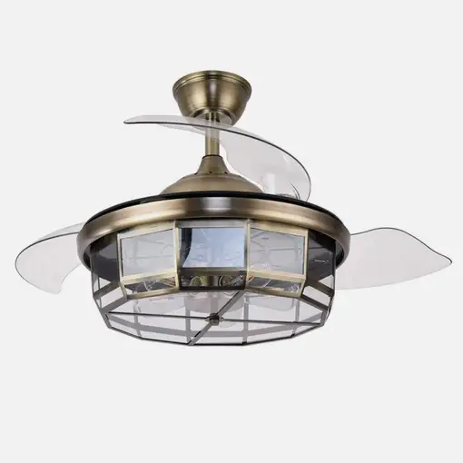 Ventilador DC TORNADO cuero 5xE27 con aspas desplegables