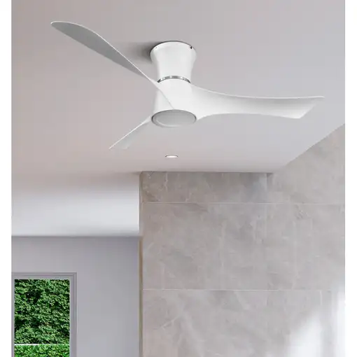 Ventilador LED blanco, 6 vel., con mando, memoria y temporizador