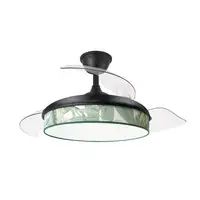 Ventilador DC Moda negro/hoja verde LED 91 cm con mando y memoria