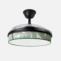 Ventilador DC Moda negro/hoja verde LED 91 cm con mando y memoria