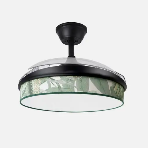 Ventilador DC Moda negro/hoja verde LED 91 cm con mando y memoria