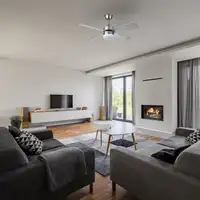 Ventilador DC Sofia níquel 4 aspas E27 reversible y mando