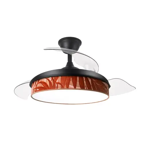 Ventilador DC Moda negro/hoja caldera LED 91 cm con mando y memoria