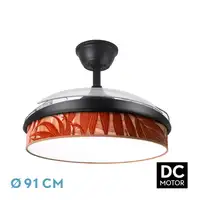Ventilador DC Moda negro/hoja caldera LED 91 cm con mando y memoria
