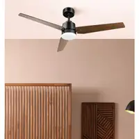 Ventilador DC CAPTUS negro/roble 132 cm, LED dimmable, 3 aspas