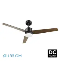 Ventilador DC CAPTUS negro/roble 132 cm, LED dimmable, 3 aspas