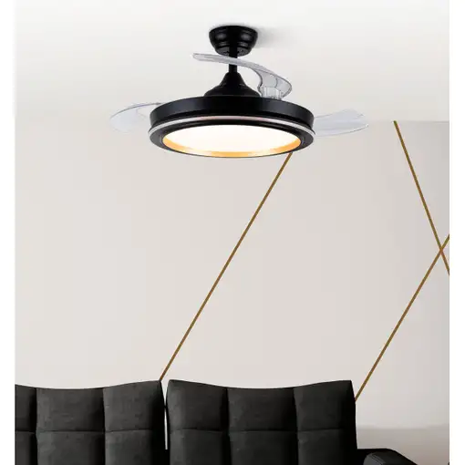 Ventilador DC PICOLO 72W negro/oro con LED y aspas plegables