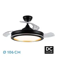 Ventilador DC PICOLO 72W negro/oro con LED y aspas plegables