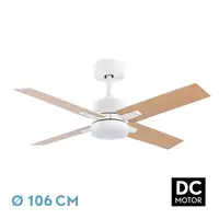 Ventilador DC Talco blanco LED 20W, 4 aspas y mando