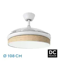 Ventilador DC Moda blanco/cañizo claro LED 108 cm con mando