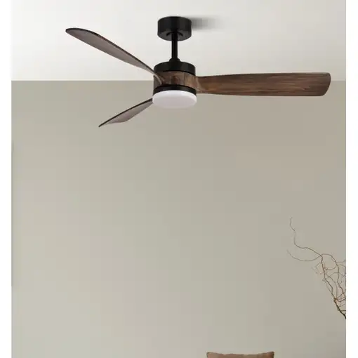 Ventilador DC Oriente negro/roble 132cm LED 3 aspas y 6 velocidades