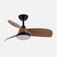 Ventilador DC Átomo negro/madera oscura LED 24W 3 aspas y 6 velocidades