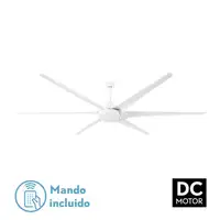 Ventilador LED blanco, 6 aspas, extra grande, mando y temporizador
