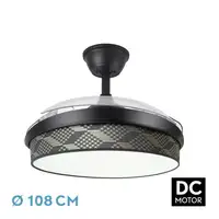 Ventilador DC Moda negro/tetris gris LED 108 cm con mando