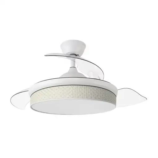 Ventilador DC Moda blanco/cañizo blanco LED 91 cm con mando y memoria