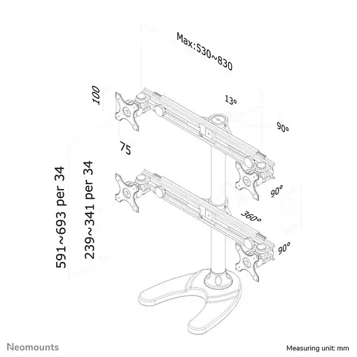 Neomounts FPMA-D700DD4 Soporte para monitor 19-30''