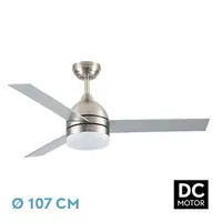 Ventilador DC Legio níquel LED 26W, 3 aspas y mando