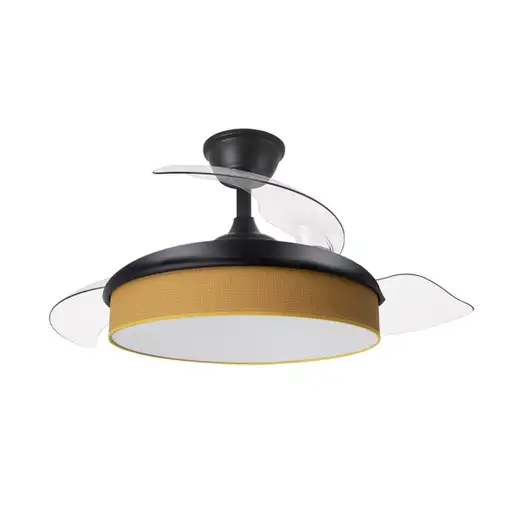 Ventilador DC Moda negro/amarillo LED 108 cm con mando