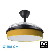 Ventilador DC Moda negro/amarillo LED 108 cm con mando
