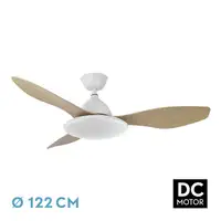 Ventilador DC Yael blanco/haya LED 3 aspas 6 vel. con mando