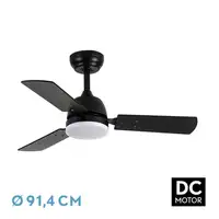 Ventilador DC Portico negro, LED 20W, 3 aspas y 6 velocidades