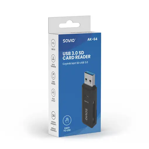 Savio AK-64 tarjeta y adaptador de interfaz USB 3.2 Gen 1 (3.1 Gen 1)
