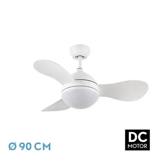Ventilador DC Solido blanco LED 24W con 3 aspas y mando
