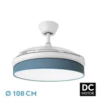 Ventilador DC Moda blanco/azul LED 108 cm con mando