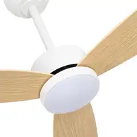 Fabrilamp Genil ventilador de techo blanco/haya, 3 aspas, 132 cm, led y mando