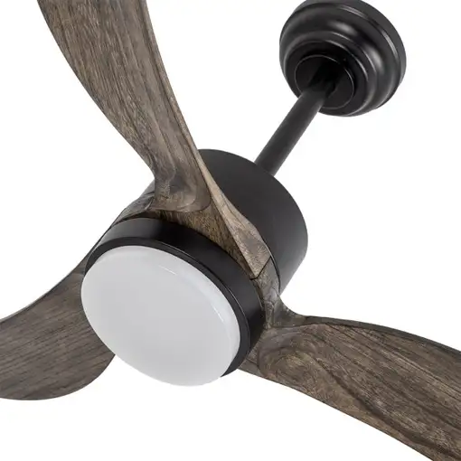 Ventilador DC Bembezar negro/roble 107cm, LED, 3 aspas, 6 velocidades