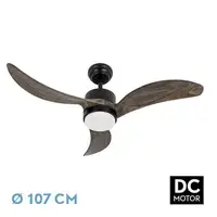 Ventilador DC Bembezar negro/roble 107cm, LED, 3 aspas, 6 velocidades