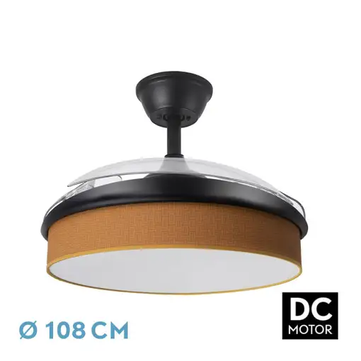 Ventilador DC Moda negro/naranja LED 108 cm con mando
