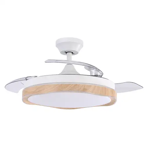 Fabrilamp Blondi ventilador de techo blanco/haya led 72W aspas plegables Fabrilamp Blondi ventilador de techo blanco/haya led 72W aspas plegables