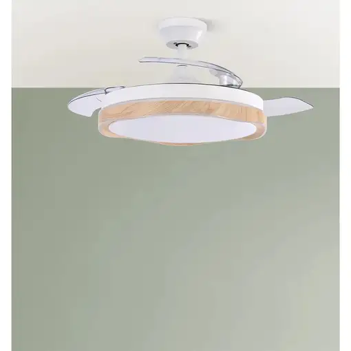 Fabrilamp Blondi ventilador de techo blanco/haya led 72W aspas plegables