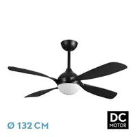 Ventilador DC negro Livorno 132cm, LED, 6 velocidades, 4 aspas