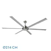 Ventilador sin luz níquel/plata, 6 aspas, mando y temporizador