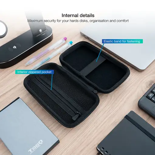 TooQ Estuche Protector para Caja Externa de 2.5”, Negro