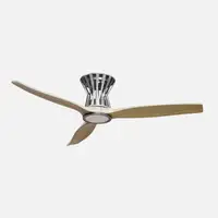 Ventilador LED níquel/haya, 6 vel., con mando y temporizador