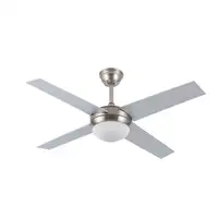 Ventilador DC Ciro níquel 4 aspas plata/haya E27 y temporizador
