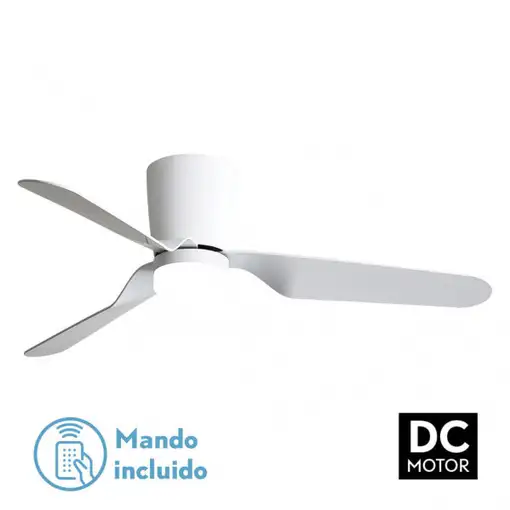 Ventilador LED blanco, 6 vel., con mando, memoria y temporizador