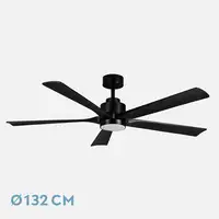 Fabrilamp Cairo ventilador de techo negro 132 cm, 5 aspas, led, mando