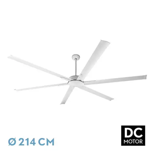 Ventilador LED blanco, 6 aspas, gran tamaño, mando y temporizador