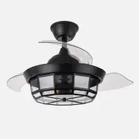 Ventilador DC TORNADO MINI negro 3xE27 con aspas desplegables