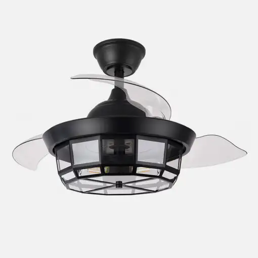 Ventilador DC TORNADO MINI negro 3xE27 con aspas desplegables