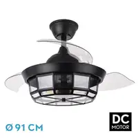 Ventilador DC TORNADO MINI negro 3xE27 con aspas desplegables