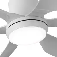 Ventilador LED blanco, 6 aspas, 6 vel., con mando y temporizador