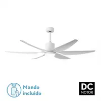Ventilador LED blanco, 6 aspas, 6 vel., con mando y temporizador